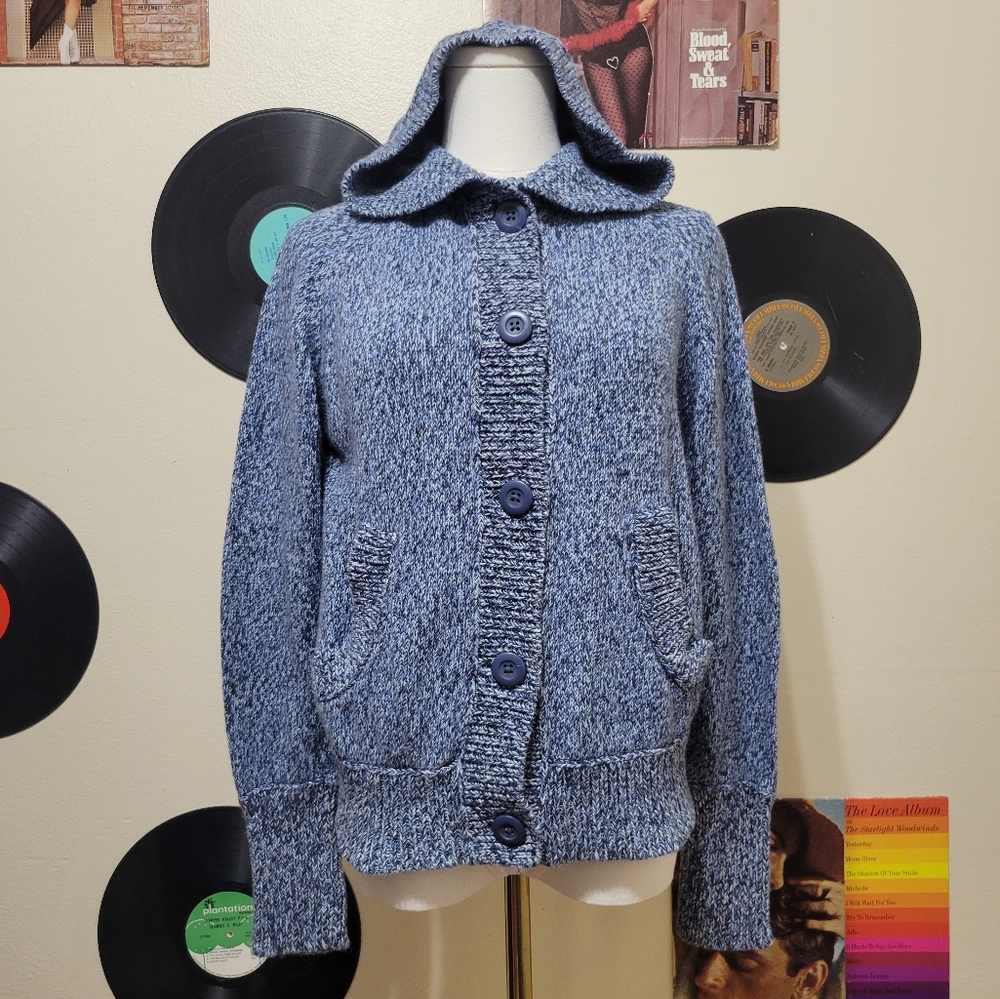 Northcrest | Blue Marled Knit Hooded Cardigan